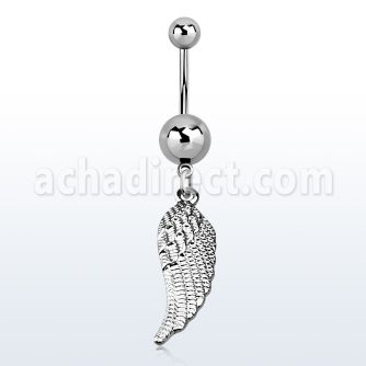 msd593 316l steel belly banana w a bird wing dangling