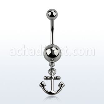 msd632 316l steel belly banana w a dangling small anchor