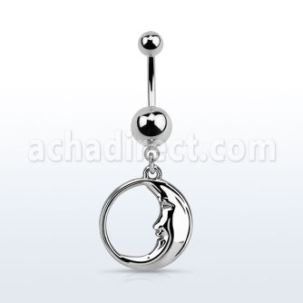 msd733 316l steel belly banana w a dangling sleepy moon