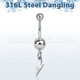 msdlit 316l steel belly banana w dangling lightning symbol