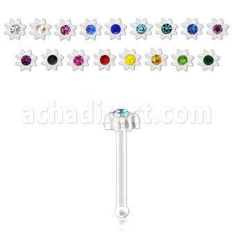nbac3 clear acrylic nose bone with star top center crystal