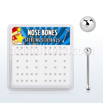 nbsv2bx box of silver nose bones with 2mm silver ball top