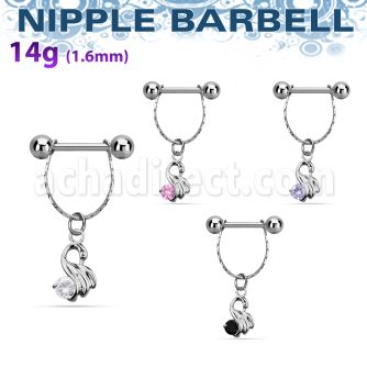 npdl24 steel nipple barbell w chain a little swan dangling