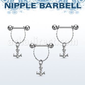 npdl7 steel nipple barbell w chain dangling anchor w rope