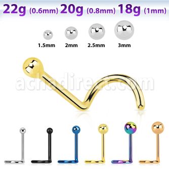 nsb high polished 316l steel nose screw with 2mm ball top