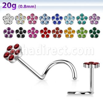 nscfwc 316l steel nose screw with flower top 6 crystals