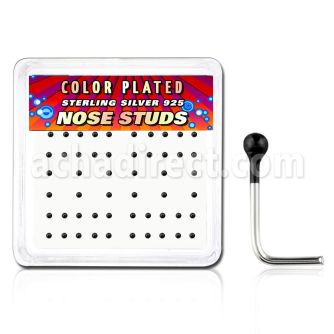 nskbbx box of silver nose studs with 1 5mm black plated ball