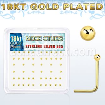 nsx18b box of gold silver nose studs with 18k gold ball tops