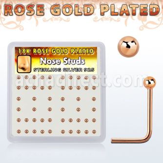 nsxrsb2 box w rose gold plated silver nose studs w 2mm ball top