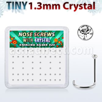 nw6cx box w 52 silver nose screws w tiny 1.25mm clear crystals