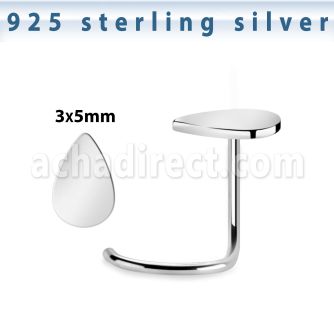 nwvdr 925 sterling silver nose screw teardrop shaped top