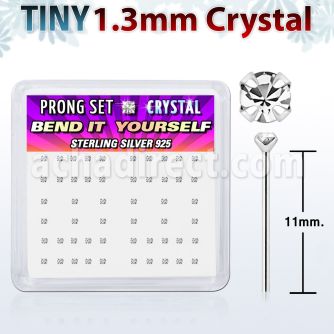 nyp6cx silver bend it nose studs w 1 25mm clear prong crystals