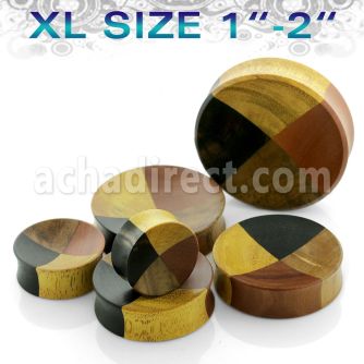 pjsatxl xl size concave double flare plug with 4 wood quarters