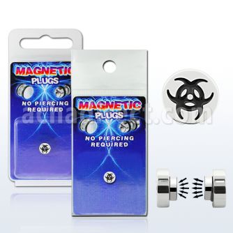pkmp13 surgical steel magnetic fake plug with biohazard logo