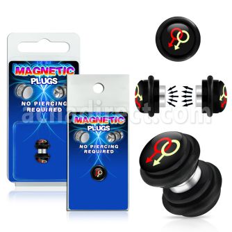 pkmp77 acrylic magnetic fake plug w white red male signs