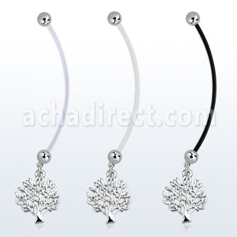 pnd697 pregnancy belly ring w dangling tree of life 