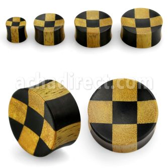 pwky concave double flare crocodile black ebony wood plug