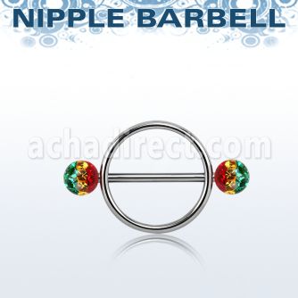 rfrnpe5 316l steel nipple shield w 2 5mm multi crystal balls