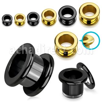 rftpg anodized 316l steel screw fit tunnel with rounded edges