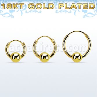 rgbcr14m 18k gold silver ball closure earrings, 14g 5mm ball