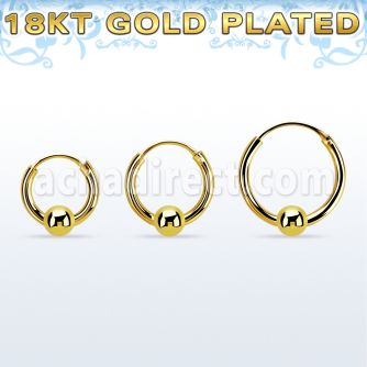 rgbcr14s 18k gold silver ball closure earrings, 14g 4mm ball