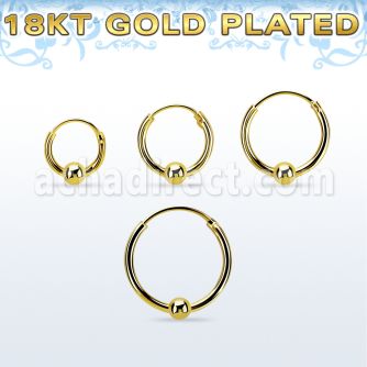 rgbcr16s 18k gold silver ball closure earrings, 16g 3mm ball