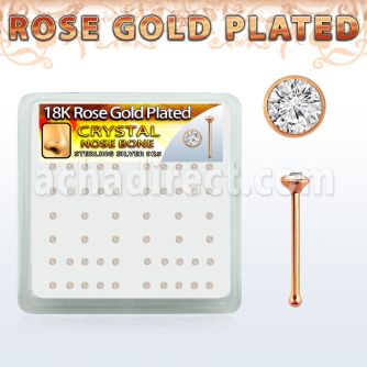 rsnbbxc rose gold silver nose bones w 1 5mm clear crystals