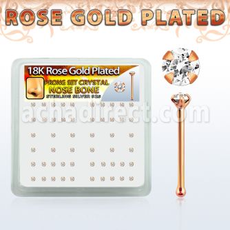 rsnbpxc rose gold silver nose bones w 1 5mm clear prong crystal