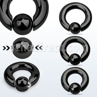 sbcrt2 black 316l steel spring ball closure ring 2g w 10mm ball