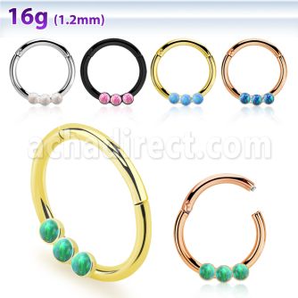 segh16eo pvd steel hinged segment ring 16g synthetic opals