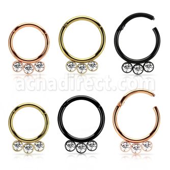 seght16f anodized steel hinged segment ring 16g  w crystals
