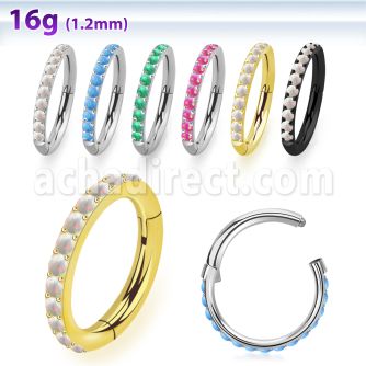 sgsh10op steel hinged segment ring 16g outward cnc opals