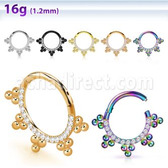 sgsh17 316l steel hinged segment ring bohemian cz stones
