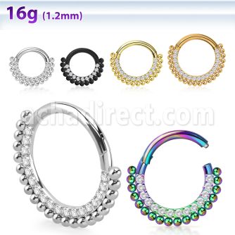 sgsh18 316l steel hinged segment ring cz chain balls