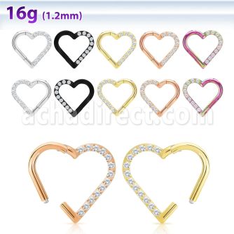 sgsh27 pvd plated steel hinged segment ring cnc cz heart