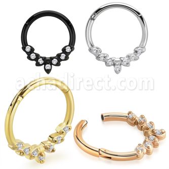 sgsh30 pvd plated steel hinged segment ring leaves cnc cz