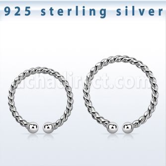 silver clip on nose hoop w twisted wire design