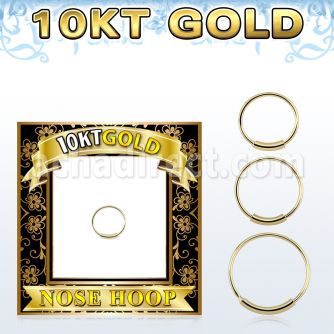 solid 10k gold endless nose hoop w an outer diameter