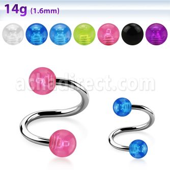 spbuv 316l steel spiral with acrylic uv reactive bubble balls