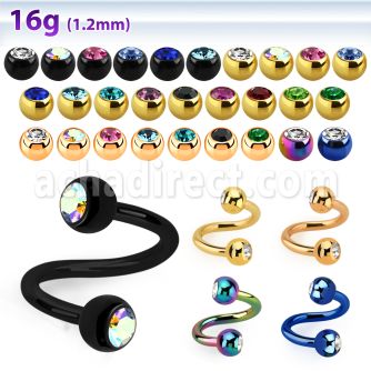 spet2c4 anodized steel eyebrow spiral w two 4mm jewel balls