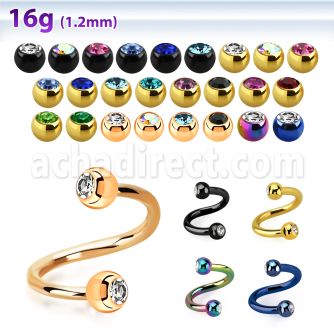 spet2c anodized steel eyebrow spiral w 3mm jewel balls