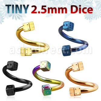 spetdi25 anodized 316l steel spiral with two 2 5mm dices