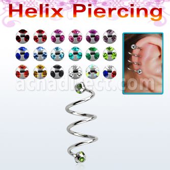 sphemj tri 316l steel helix spiral piercing w multijewel balls