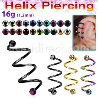 sphetmj pvd tri 316l steel helix spiral with multi jewel balls