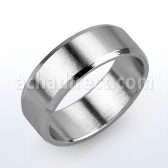 sr145 stainless steel band ring with engravable beveled edge