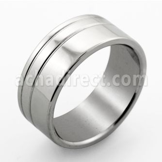 sr313 steel ring w double rounded groove polish sides