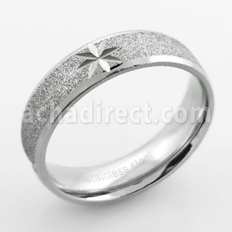 sr328 matte stainless steel ring with diamond cuts asterisk