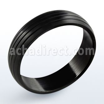 srb21 black stainless steel ring with quadruple band design