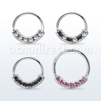 steel seamless ring, 20g w 6 1.5mm czs on the lower part