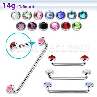 sudijf5 internal steel surface barbell w 2 5mm flat crystal top
